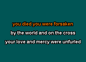 you died you were forsaken

by the world and on the cross

your love and mercy were unfurled