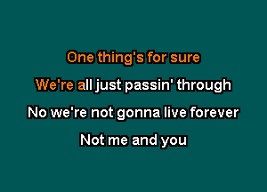 One thing's for sure
We're all just passin' through

No we're not gonna live forever

Not me and you