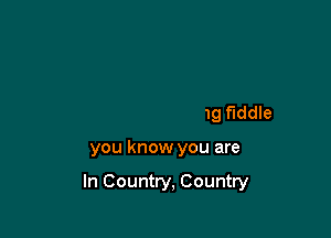 pedal steel guitar
And that screaming fiddle

you know you are

In Country, Country