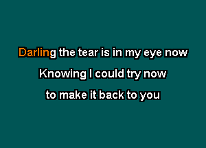 Darling the tear is in my eye now

Knowing I could try now

to make it back to you