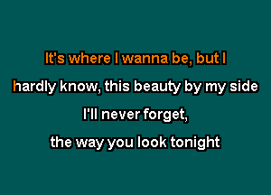 It's where I wanna be, but I
hardly know, this beauty by my side

I'll never forget,

the way you look tonight