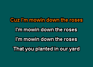 Cuz I'm mowin down the roses
I'm mowin down the roses

I'm mowin down the roses

That you planted in our yard