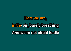Here we are,

in the air, barely breathing

And we're not afraid to die