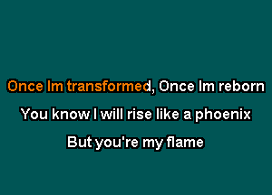 Once Im transformed, Once lm reborn

You know I will rise like a phoenix

Butyou're my flame