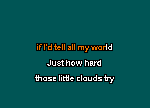 if I'd tell all my world

Just how hard

those little clouds try