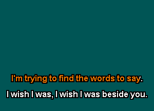 I'm trying to find the words to say.

I wish I was, I wish I was beside you.