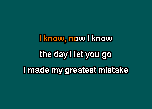 I know, nowl know

the day I let you go

I made my greatest mistake