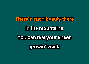 There's such beauty there

in the mountains
You can feel your knees

growin' weak