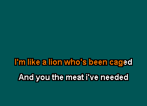 I'm like a lion who's been caged

And you the meat We needed