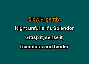 Slowly, gently,

Night unfurls it's Splendor

Grasp it, sense it,

tremulous and tender