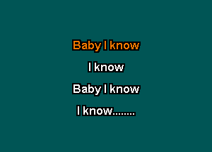 Babyl know

Iknow

Baby I know

I know ........