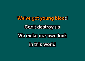 We've got young blood

Cam destroy us
We make our own luck

in this world