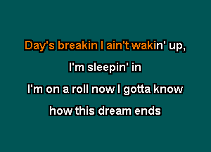 Day's breakin I ain't wakin' up,

I'm sleepin' in

I'm on a roll now I gotta know

how this dream ends