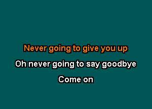 Never going to give you up

Oh never going to say goodbye

Come on