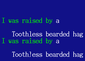 I was raised by a

Toothless bearded hag
I was raised by a

ToothJess bearded hag