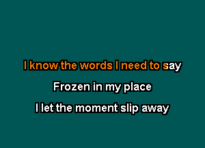 I know the words I need to say

Frozen in my place

I let the moment slip away