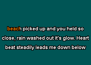 beach picked up and you held so
close, rain washed out it's glow. Heart

beat steadily leads me down below