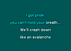 I got pride,

you can't hold your breath...

We'll crash down

like an avalanche