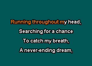 Running throughout my head,
Searching for a chance

To catch my breath,

A never-ending dream,