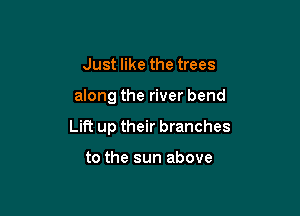 Just like the trees

along the river bend

Lift up their branches

to the sun above