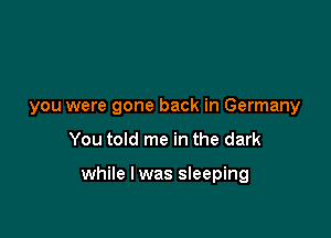 you were gone back in Germany

You told me in the dark

while lwas sleeping