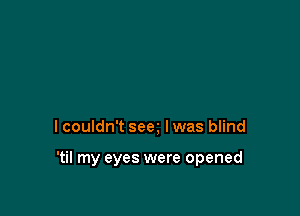I couldn't sea Iwas blind

'til my eyes were opened