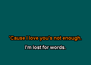 'Cause I love you's not enough.

I'm lost for words.