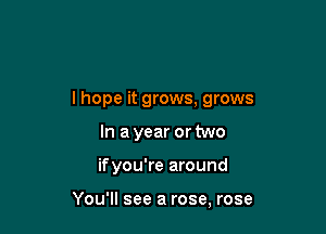 I hope it grows, grows

In a year or two
ifyou're around

You'll see a rose, rose