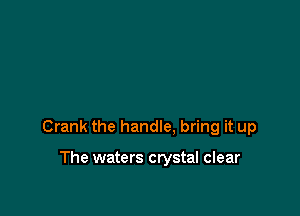 Crank the handle. bring it up

The waters crystal clear