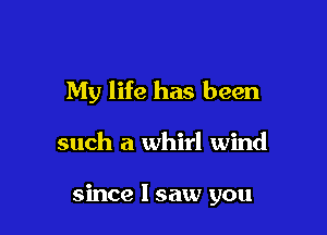 My life has been

such a whirl wind

since I saw you