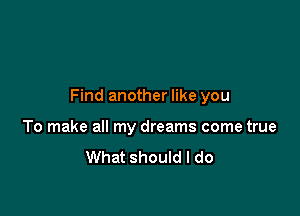 Find another like you

To make all my dreams come true

What should I do