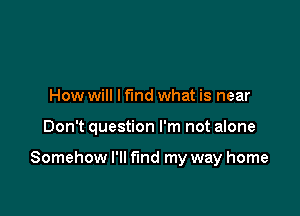 How will I find what is near

Don't question I'm not alone

Somehow I'll fund my way home