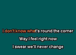 I don't know what's round the corner

Way I feel right now

I swear we'll never change