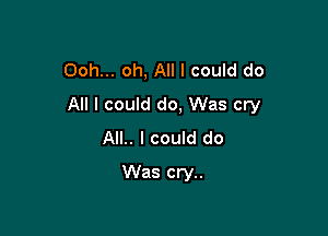 Ooh... oh, All I could do

All I could do, Was cry

AIL. I could do
Was cry..