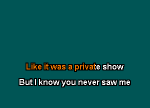 Like it was a private show

Butl know you never saw me