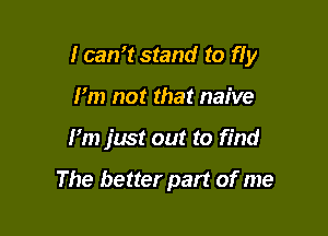 I can't stand to fly

I'm not that naive
I'm just out to find

The better part of me