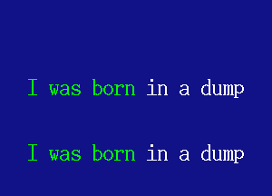 I was born in a dump

I was born in a dump