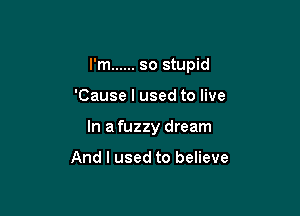 I'm ...... so stupid

'Cause I used to live
In a fuzzy dream

And I used to believe