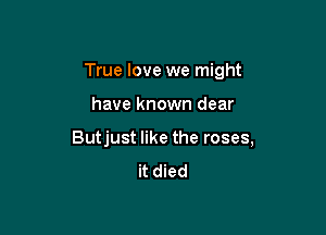 True love we might

have known dear
Butjust like the roses,
it died