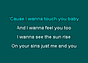 'Cause lwanna touch you baby
And I wanna feel you too

I wanna see the sun rise

On your sins just me and you