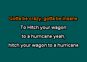 Gotta be crazy, gotta be insane

To Hitch your wagon

to a hurricane yeah,

hitch your wagon to a hurricane