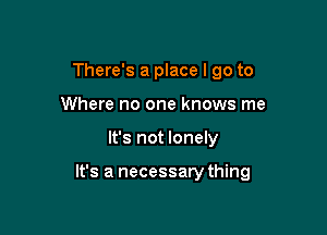 There's a place I go to
Where no one knows me

It's not lonely

It's a necessarything