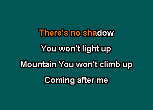 There's no shadow

You won't light up

Mountain You won't climb up

Coming after me