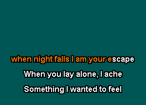 when night falls I am your escape

When you lay alone, I ache

Something I wanted to feel