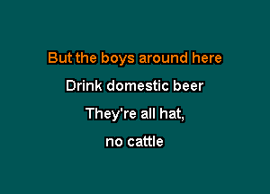 But the boys around here

Drink domestic beer

They're all hat,

no cattle
