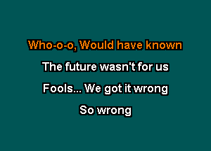 Who-o-o, Would have known

The future wasn't for us

Fools... We got it wrong

So wrong