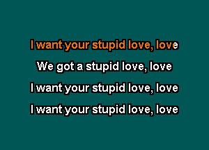 I want your stupid love, love
We got a stupid love, love

I want your stupid love, love

lwant your stupid love, love
