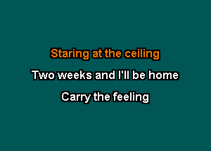Staring at the ceiling

Two weeks and I'll be home

Carry the feeling