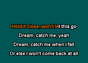 Hold it close, won't let this go

Dream, catch me, yeah

Dream, catch me when I fall

Or else I won't come back at all