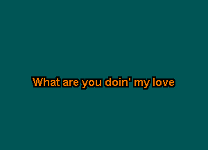 What are you doin' my love